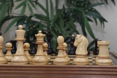 Dubrovnik Series 1950 Vintage Reproduction 3.75" Chess Set in Natural Boxwood/Indian Rosewood