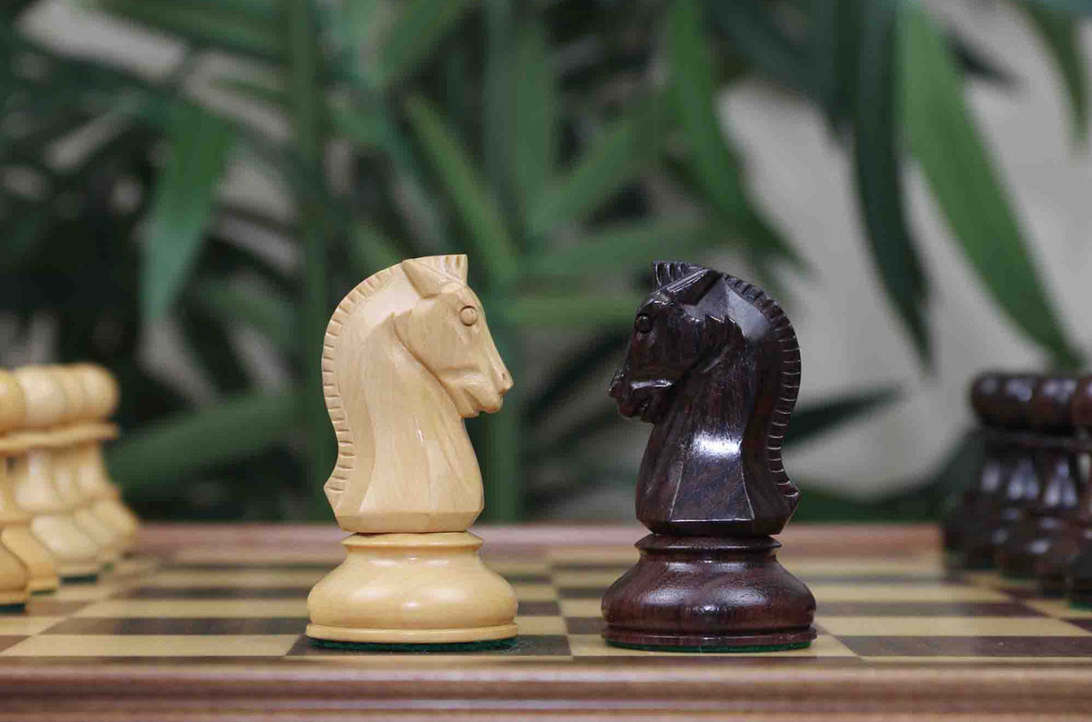 Dubrovnik Series 1950 Vintage Reproduction 3.75" Chess Set in Natural Boxwood/Indian Rosewood