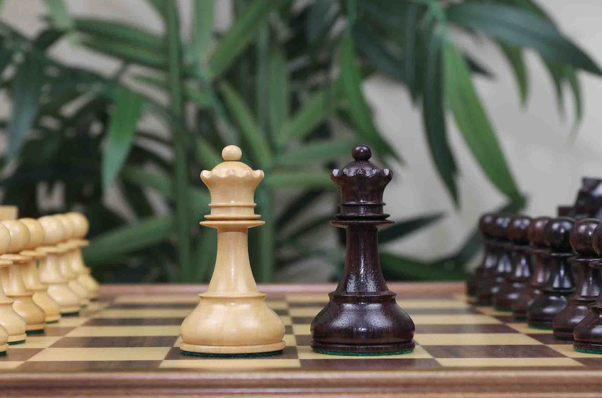 Dubrovnik Series 1950 Vintage Reproduction 3.75" Chess Set in Natural Boxwood/Indian Rosewood