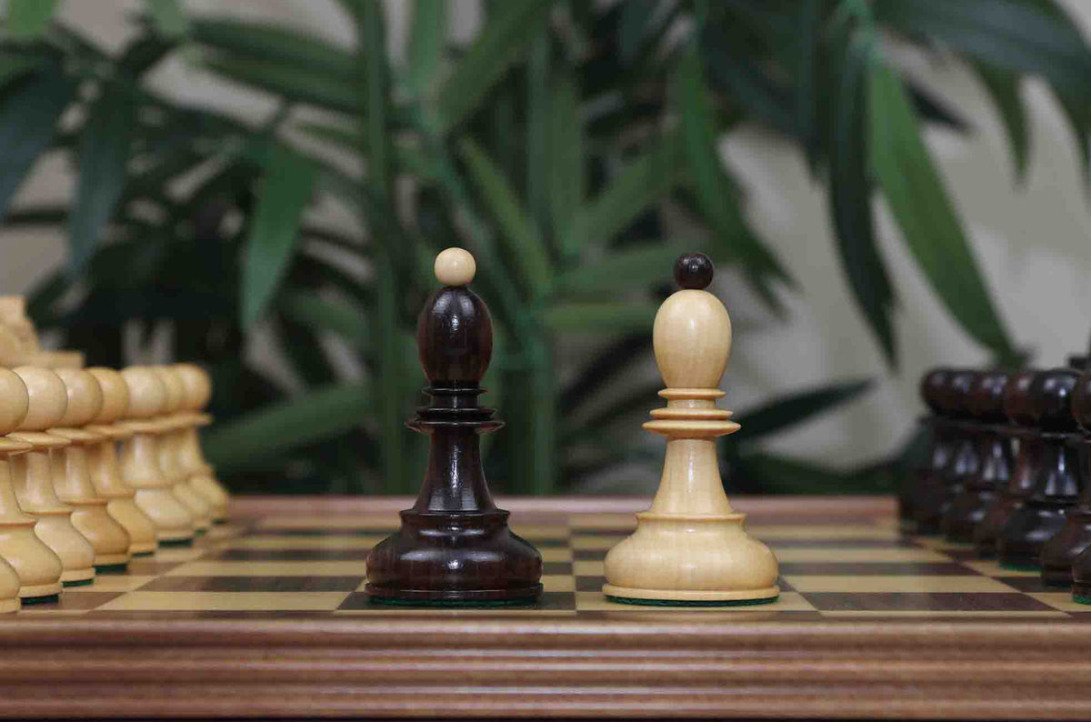 Dubrovnik Series 1950 Vintage Reproduction 3.75" Chess Set in Natural Boxwood/Indian Rosewood
