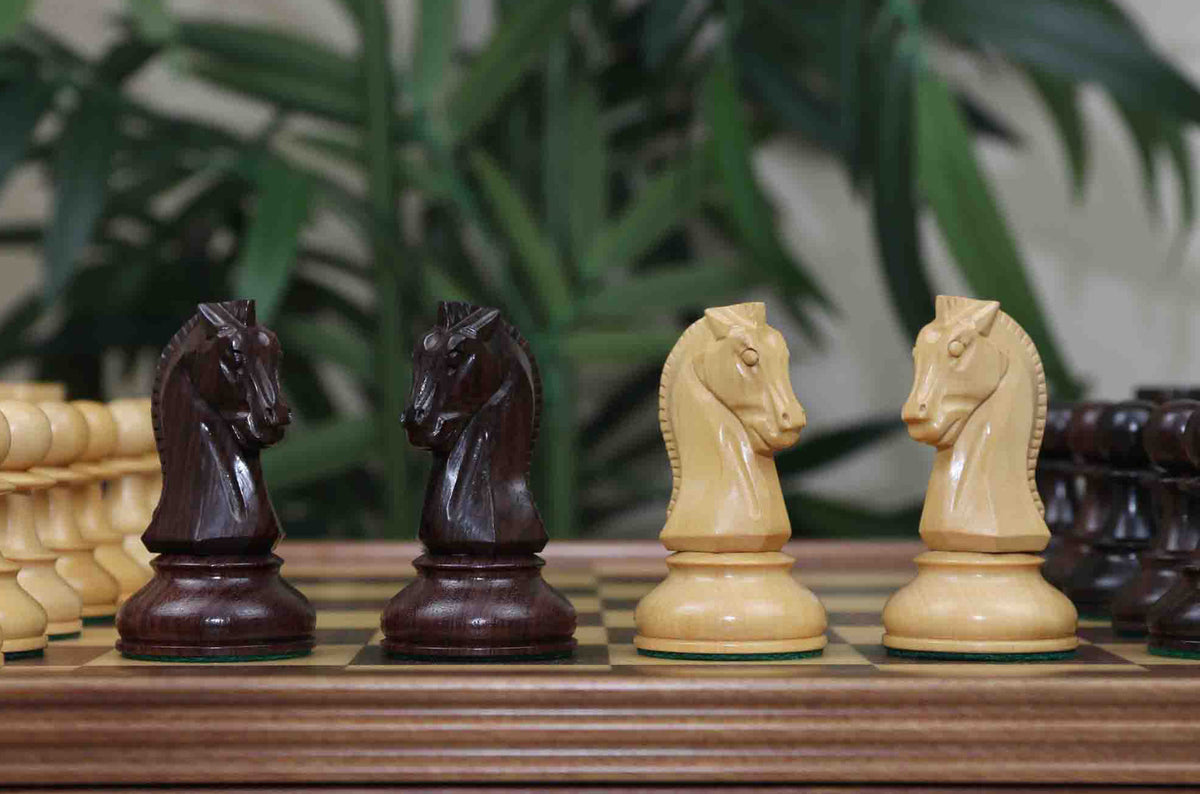 Dubrovnik Series 1950 Vintage Reproduction 3.75" Chess Set in Natural Boxwood/Indian Rosewood