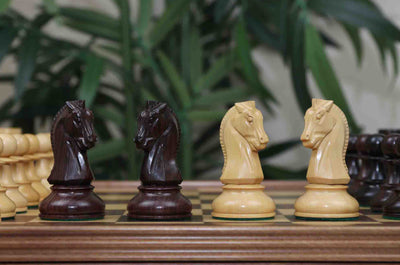 Dubrovnik Series 1950 Vintage Reproduction 3.75" Chess Set in Natural Boxwood/Indian Rosewood