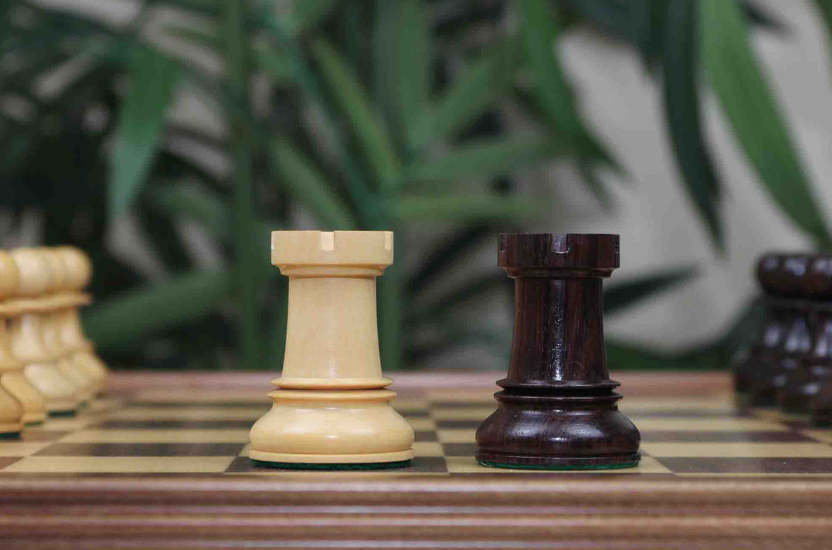 Dubrovnik Series 1950 Vintage Reproduction 3.75" Chess Set in Natural Boxwood/Indian Rosewood