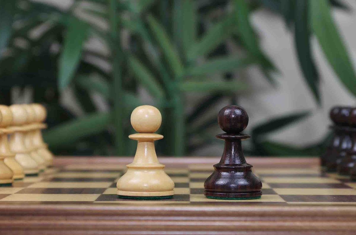 Dubrovnik Series 1950 Vintage Reproduction 3.75" Chess Set in Natural Boxwood/Indian Rosewood