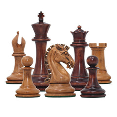 Commemorative Signature Series 3.625" Staunton Chessmen by MANDEEP SAGGU in Distressed/ Mahogany Stained Boxwood