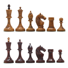 Soviet USSR Moscow 1925 Historical Reproduced 4" Chess set in Mahogany Gilded & Distressed Antiqued Boxwood