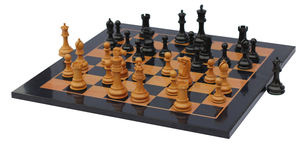 Antique Look Chess Board with Square size 2.25" X 2.25" Square size in antiqued Box wood and Ebony wood Look