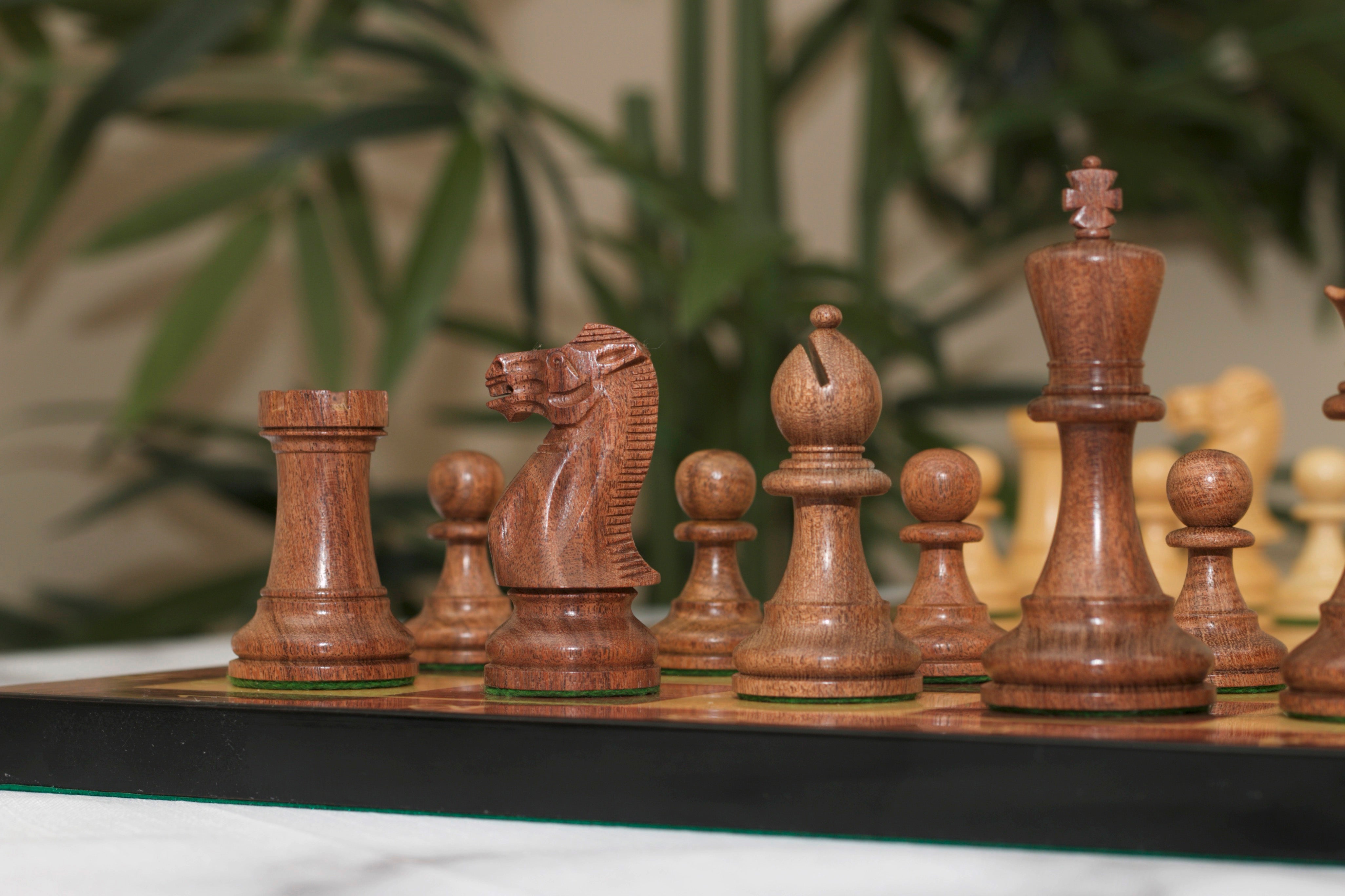 French Lardy Staunton Chess Pieces set - Weighted Golden Rose wood - 4  Queens