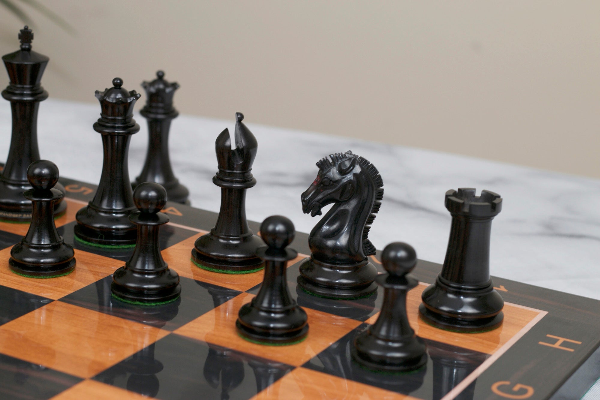 Commemorative Signature Series 3.625" Staunton Chessmen by MANDEEP SAGGU in Distressed Boxwood/Ebony