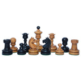 Reproduction Vintage 1930 German Knubbel 3.5" Chess Set in Distressed Antiqued and Ebonised Box wood