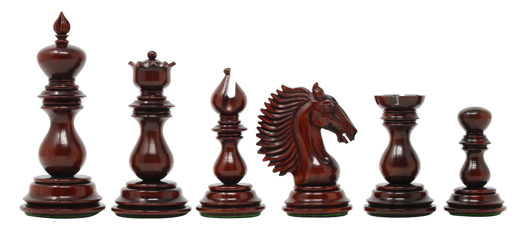 Troy Series Luxury Staunton 4.4" Padouk and Boxwood Chessmen