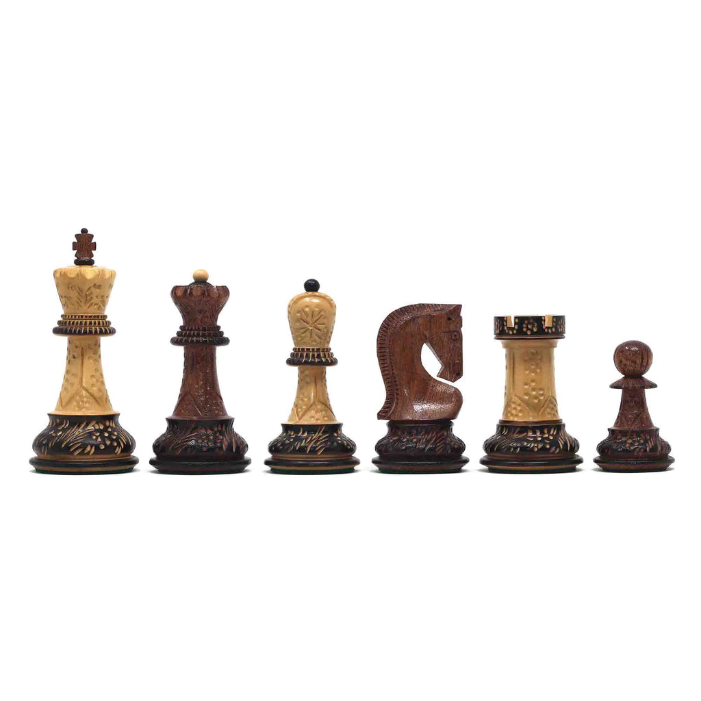 Zagreb '59 Series Luxury Chessmen in Burnt Golden Rose/ Boxwood - 3.75" King Height