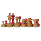 Reproduction Vintage 1930 German Knubbel 3.5" Chess Set in Antique and Red Stained Box wood