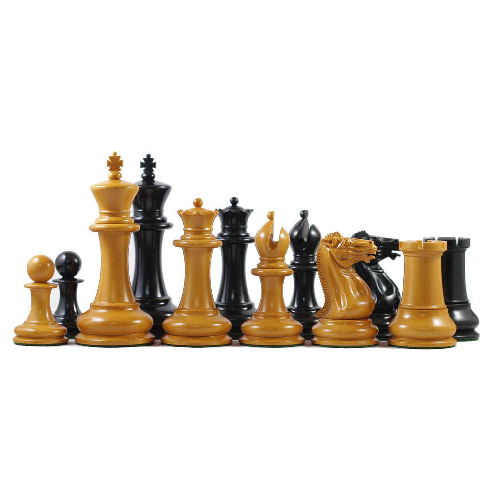Vintage Reproduction 1850-55 Staunton 4.4" Ebony/ Antique Chess Pieces