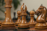 Chariot of Selene Series 4.4" Luxury Staunton Chessmen in Distressed Boxwood and  Ebony Wood