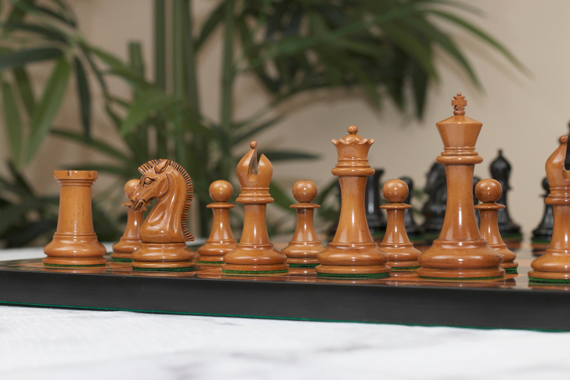 Commemorative Signature Series 3.625" Staunton Chessmen by MANDEEP SAGGU in Distressed Boxwood/Ebony