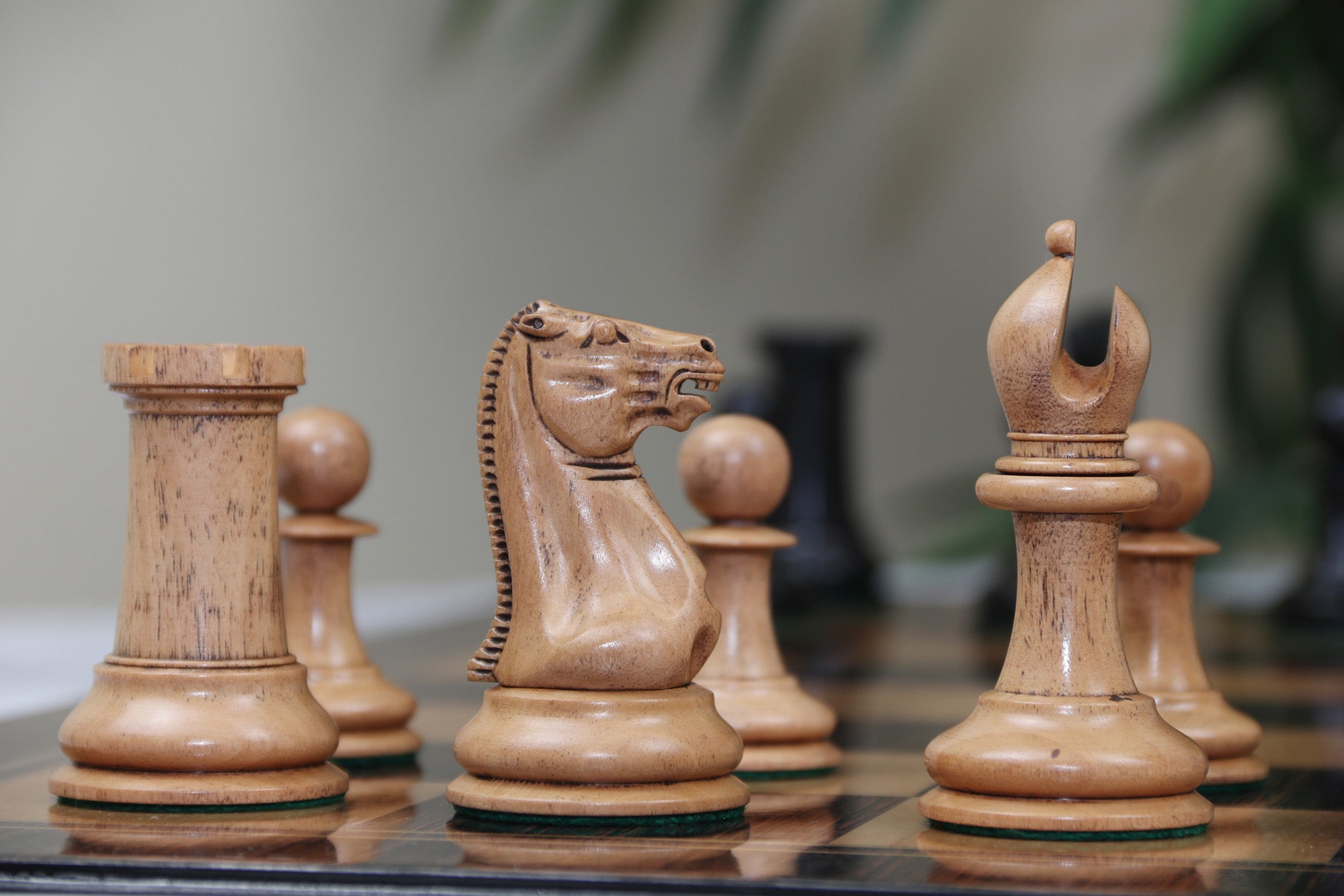 1849 Early Version Reproduced 4.4" Chess Set in Distressed Boxwood/Ebony