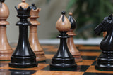 THE 1951-1954 "ČESKÁ KLUBOVKA" FIDE TOURNAMENT CZECH REPRODUCED CHESSMEN IN EBONY WOOD & DISTRESSED BOXWOOD - 4.0" KING