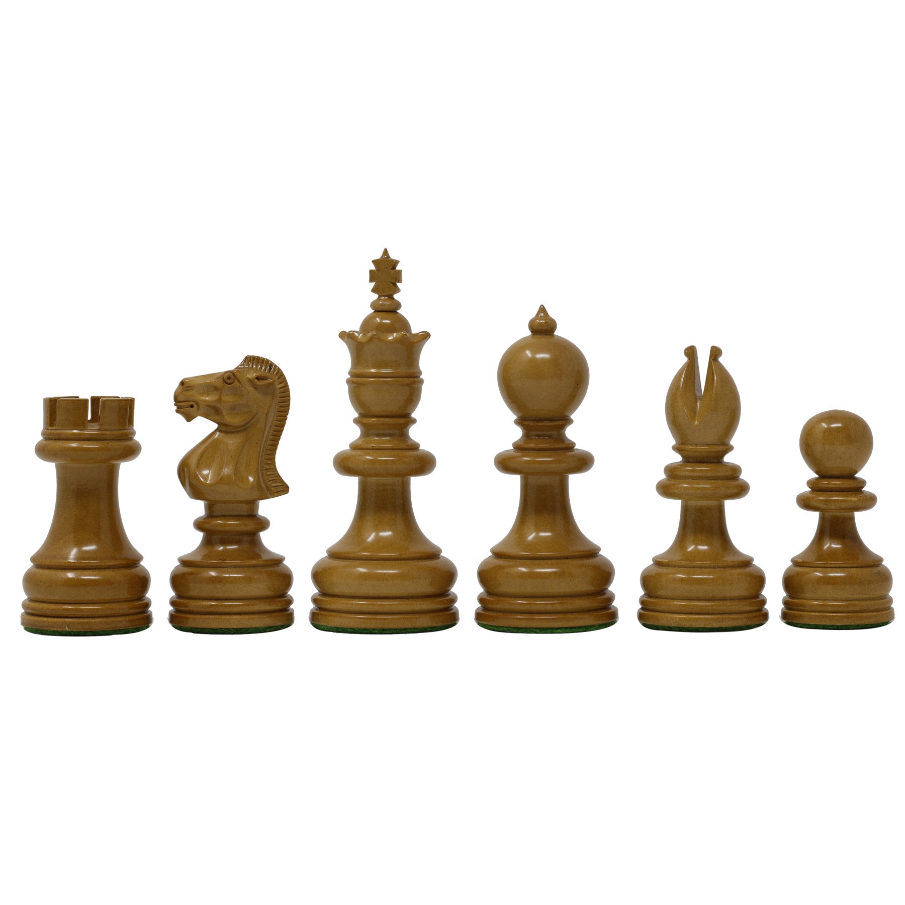 Reproduced English Playing 3.5" Vintage Chessmen in Antiqued Boxwood and Ebonised