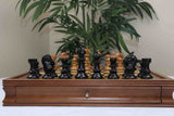 The Austrian Coffehouse Series Vintage Luxury Chess Pieces in Antiqued Boxwood and Ebony - 4.0" King