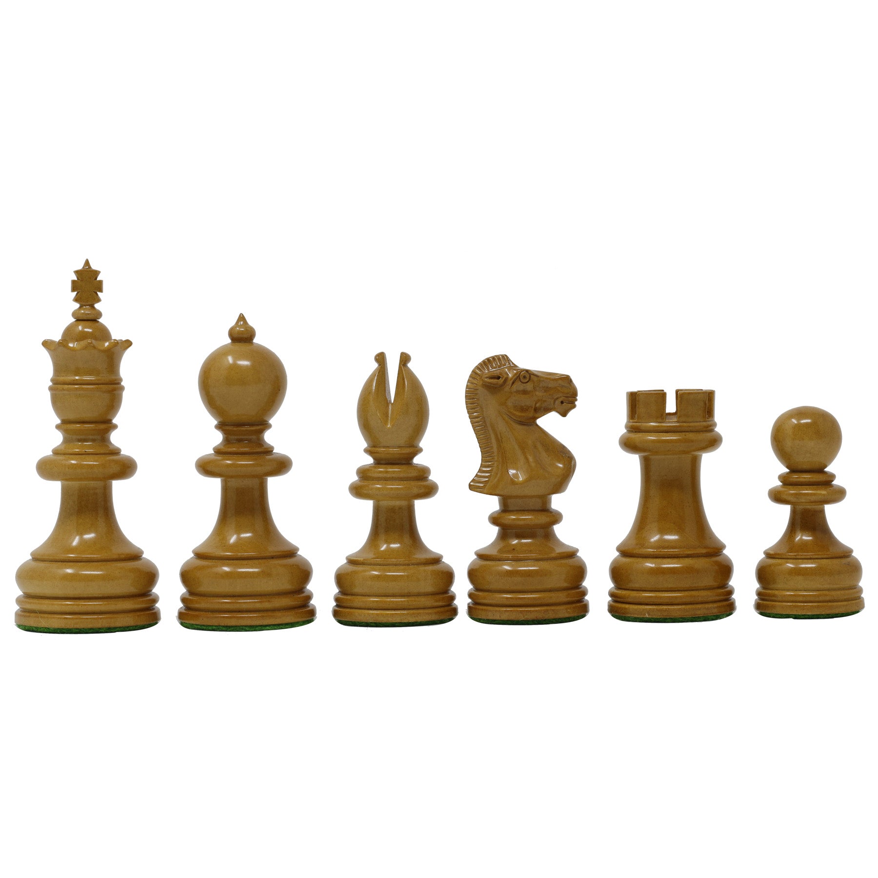 Reproduced English Playing 3.5" Vintage Chessmen in Antiqued Boxwood and Ebonised