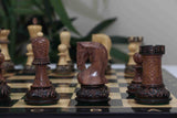Zagreb '59 Series Luxury Chessmen in Burnt Golden Rose/ Boxwood - 3.75" King Height