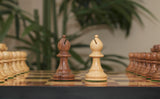 Aron Series Luxury 4" Luxury Staunton Chess Pieces in Boxwood & Golden Rosewood