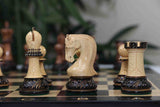 Leningrad Series 4" Luxury Staunton Chess Set in Lacquered Burnt Gold Rosewood & Boxwood