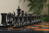 Chariot of Selene Series 4.4" Luxury Staunton Chessmen in Distressed Boxwood and  Ebony Wood