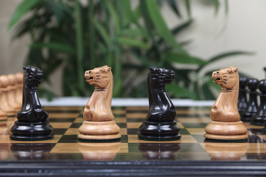 1849 Early Version Reproduced 4.4" Chess Set in Distressed Boxwood/Ebony