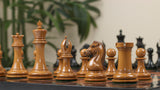 Chariot of Selene Series 4.4" Luxury Staunton Chessmen in Distressed Boxwood and  Ebony Wood