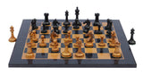 Warrior Series 4" Premium Staunton Chess Set in Ebony and Distressed Box Wood