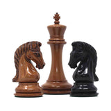 Grand Collection Signature Series Luxury Staunton Chess Pieces in Ebony and Distressed Boxwood: King Size 4.4"