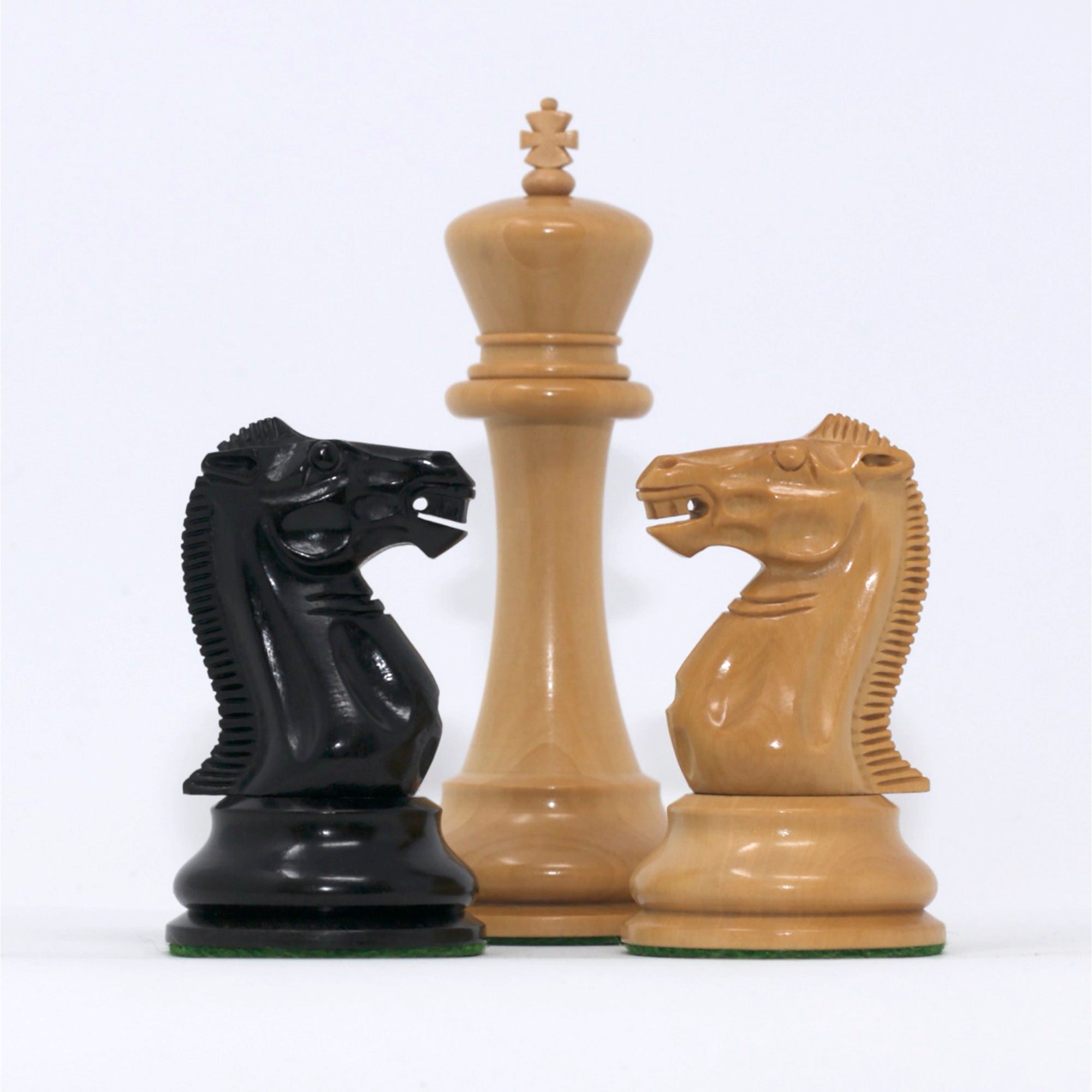 Emil Kemeny 1892-93 Reproduced Staunton 3.75" Chessmen in Non-Antiqued Boxwood/Ebonised