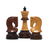 Zagreb '59 Series Luxury Chessmen in Lacquered Burnt Golden Rose/ Boxwood - 3.75" King Height
