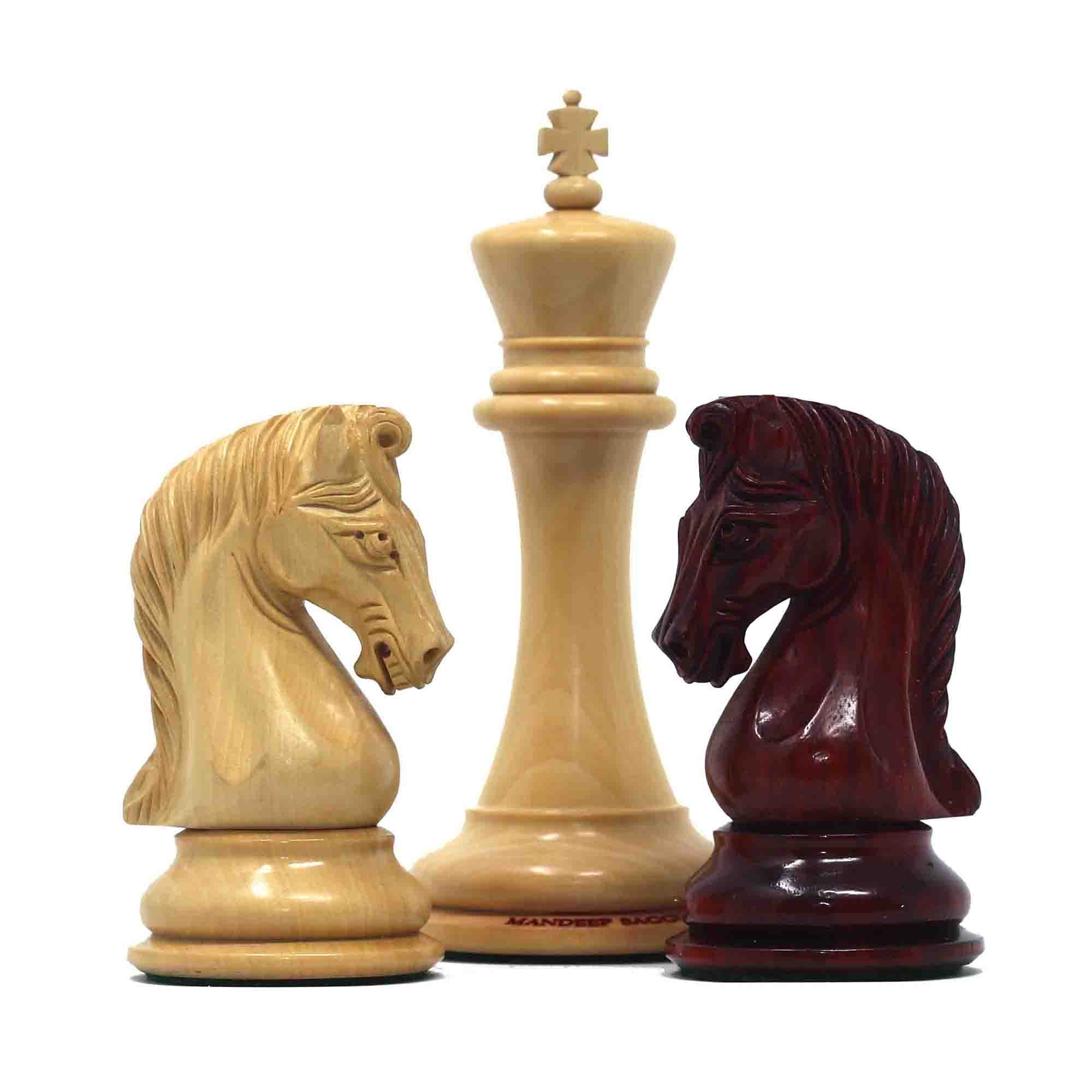 Grand Collection Signature Series Luxury Staunton Chess Pieces in Padouk / Boxwood: King Size 4.4"