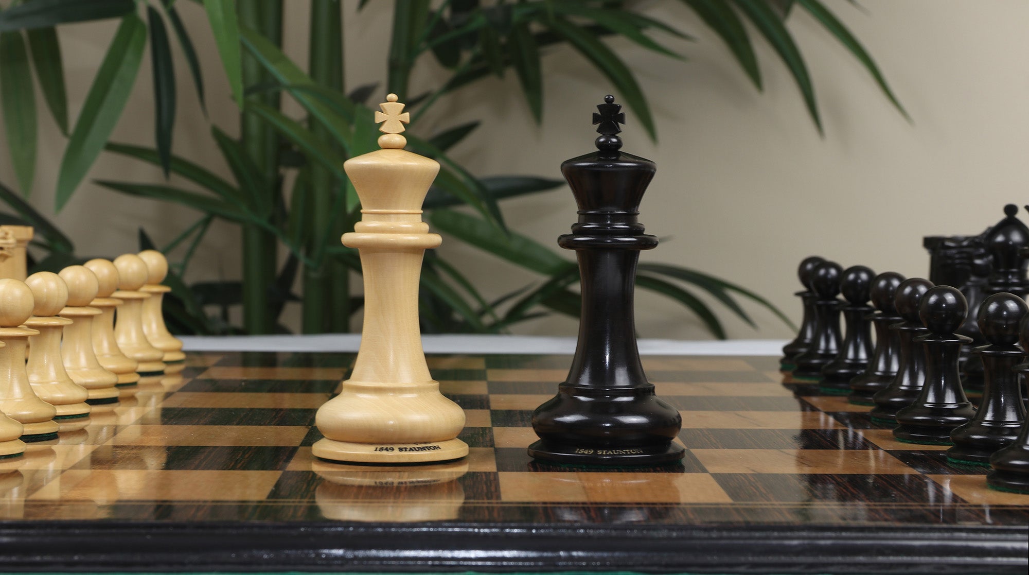 Original Reproduction Nathaniel 1849 Vintage 4.4" Chess Pieces in Boxwood & Ebony