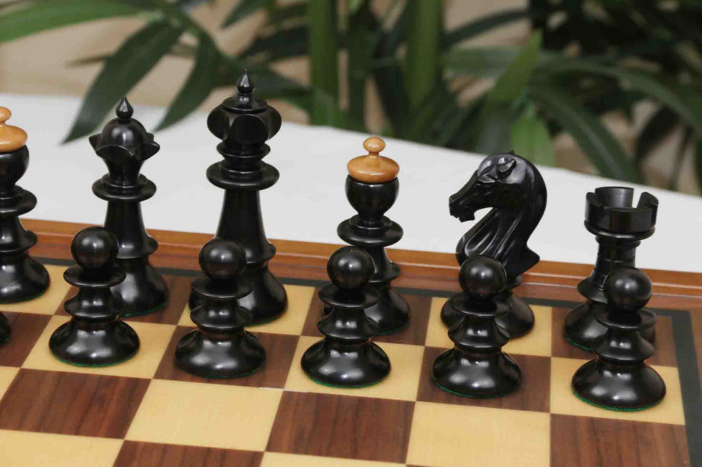 The Austrian Coffehouse Series Vintage Luxury Chess Pieces in Antiqued Boxwood and Ebony - 4.0" King