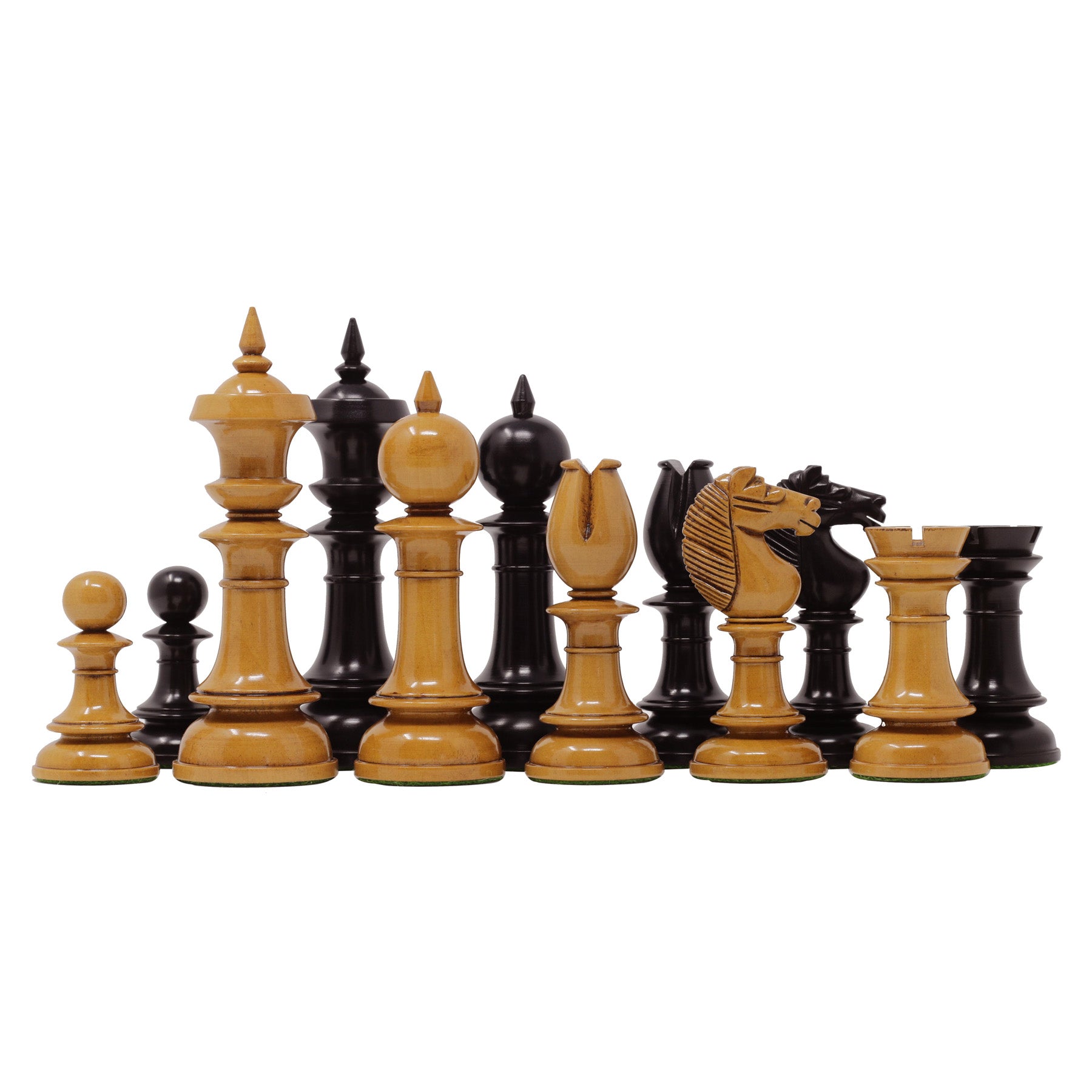 Northern Upright Vintage 5" Antiqued chess set in Distressed Boxwood & Ebony wood