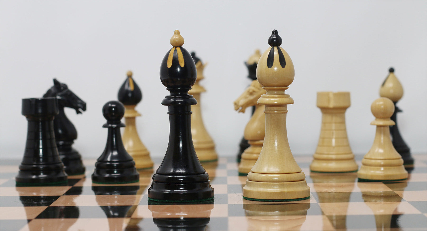 Ebony World Championship Chess Pieces Set 3.75" FIDE type+