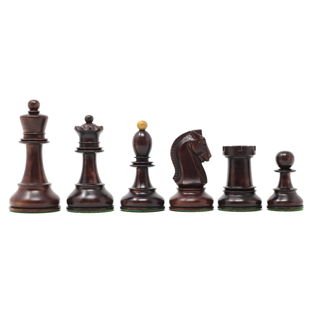 Dubrovink Series 1950 Vintage Reproduction 3.75" Boxwood/Mahogany Stained Chess Set