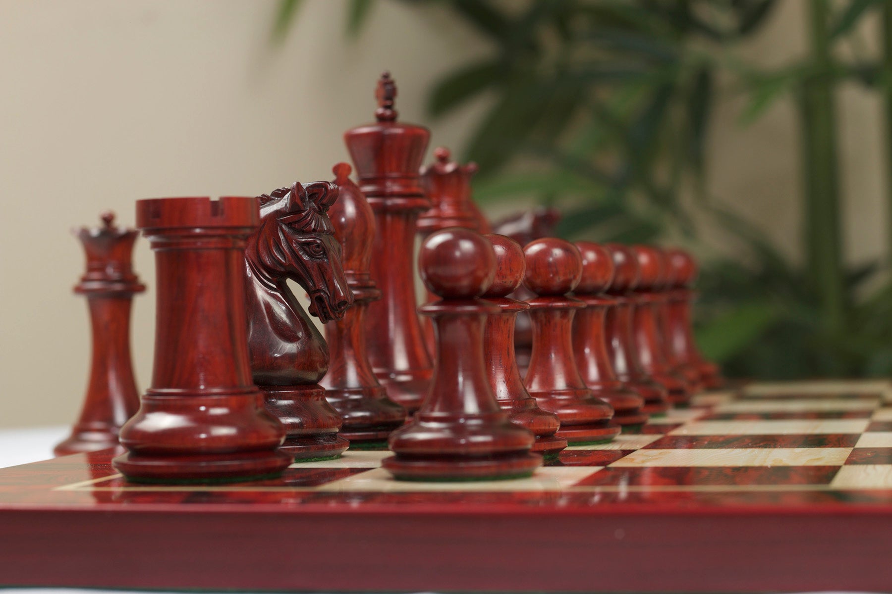 Tristan Series Luxury Staunton Chess Pieces in Blood Rose wood: King Size 4.4"