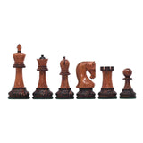 Leningrad Series 4" Luxury Staunton Chess Set in Burnt Gold Rosewood & Boxwood