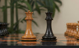 Chariot of Selene Series 4.4" Luxury Staunton Chessmen in Distressed Boxwood and  Ebony Wood
