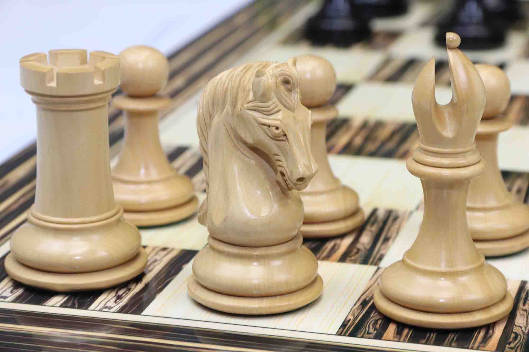 Golden Signature Series Chess Pieces , Boxwood & Stripped Ebony , 4.4 King