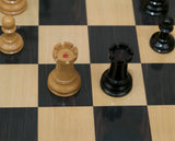 Emil Kemeny 1892-93 Reproduced Staunton 3.75" Chessmen in Non-Antiqued Boxwood/Ebony Wood