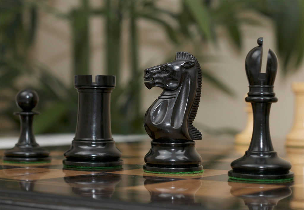 B & Company Reproduced Staunton 4.4" Non-Antiqued/Ebony Chessmen
