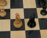 Emil Kemeny 1892-93 Reproduced Staunton 3.75" Chessmen in Non-Antiqued Boxwood/Ebony Wood