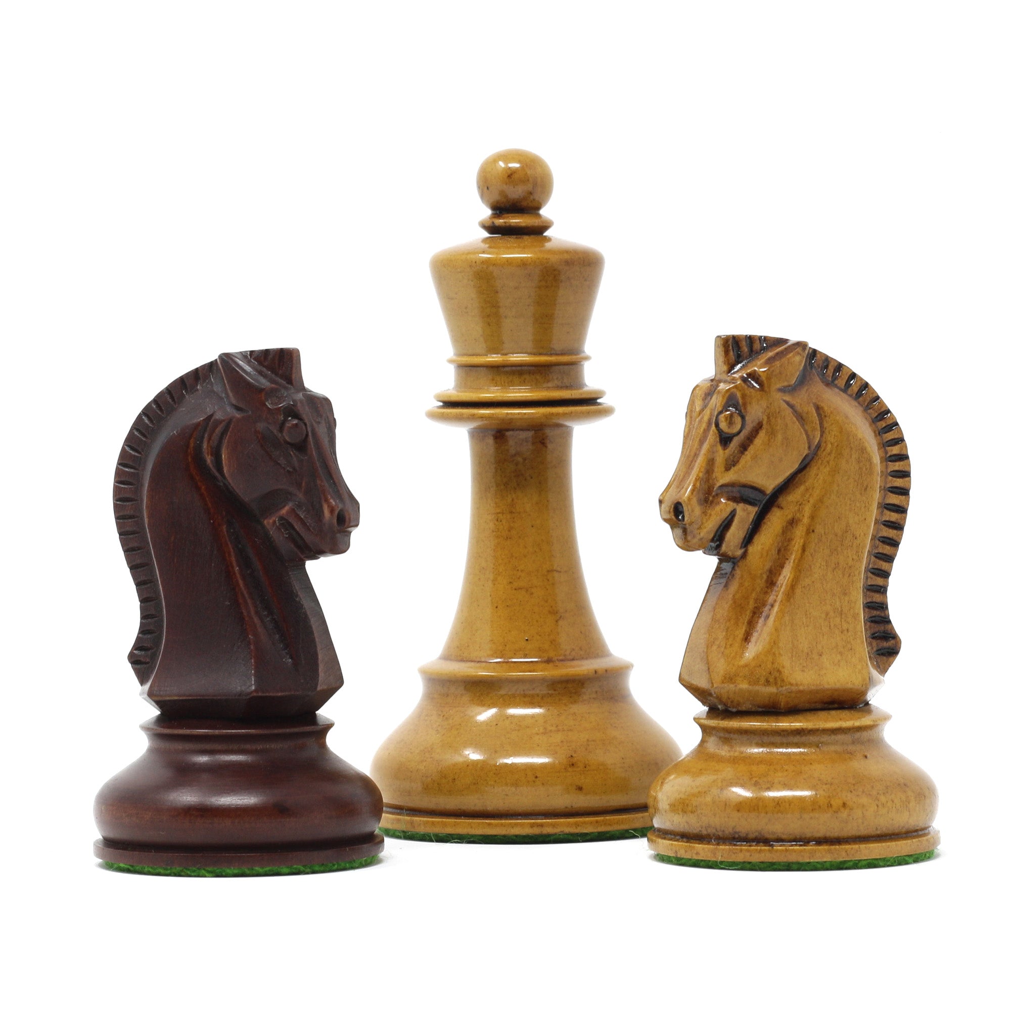 Dubrovink Series 1950 Vintage Reproduction 3.75" Distressed/Mahogany Stained Boxwood Chess Set