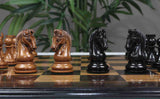 Grand Collection Signature Series Luxury Staunton Chess Pieces in Ebony and Distressed Boxwood: King Size 4.4"